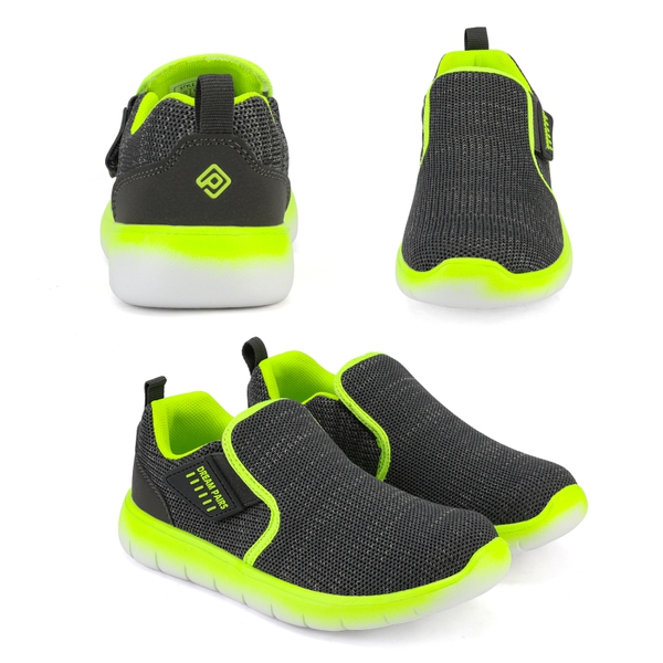 [EZ-Ons MightyMovers] Comfortable Kids Running Shoes - GREY NEON - 1